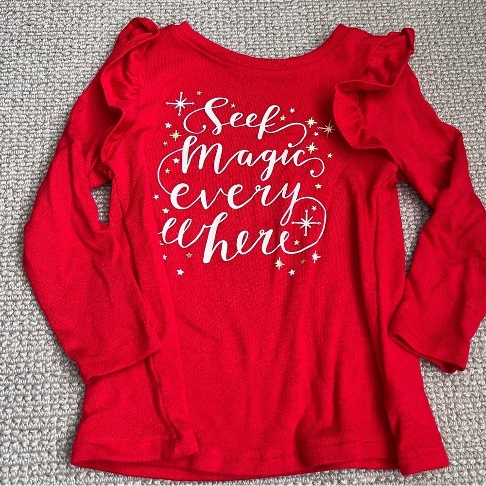 🍭6/$30 Cat & Jack Comfy Cozy Holiday Christmas Top - 2T